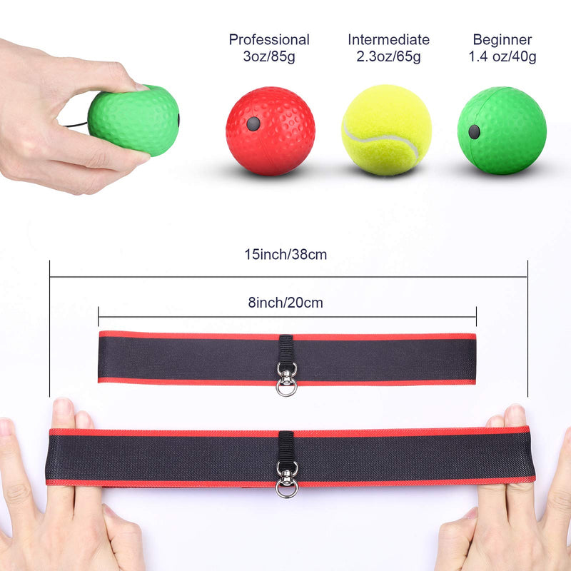 ADolinGo Reflex Ball Boxing Set, 3 Difficulty Level Active Pulse Boxing Reflex Ball, Headband Boxing Ball for Reaction Time Training, Fighting Skills and Hand-Eye Coordination - BeesActive Australia