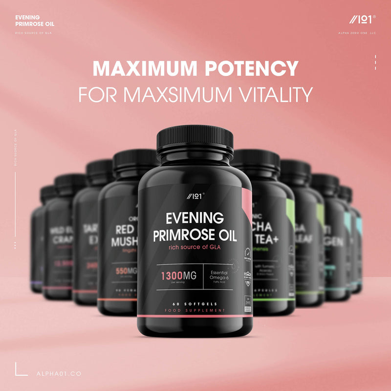 Evening Primrose Oil Softgels - 1300mg - Extra Virgin & Cold Pressed - 60 Softgels - No Additives — Non-GMO, Gluten Free. (3 Pack) 3 Pack - BeesActive Australia