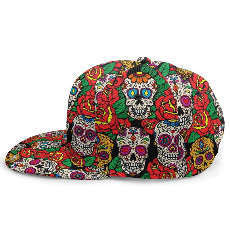 antkondnm Abstract Pattern On Occult Theme Flat Bill Brim Cap, Cool Hip Hop Trucker Hat Men Women Adjustable Baseball Caps Mexican Sugar Skulls - BeesActive Australia
