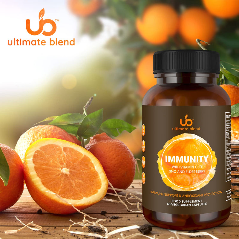 Ultimate Blend | Immunity with Vitamin C, D, Zinc and Elderberry | Immune Support & Antioxidant | Vegan, Gluten Free | Boosts Energy, Supports Immunity | For Healthy Hair, Skin, Bones � 60 Veggie Caps - BeesActive Australia