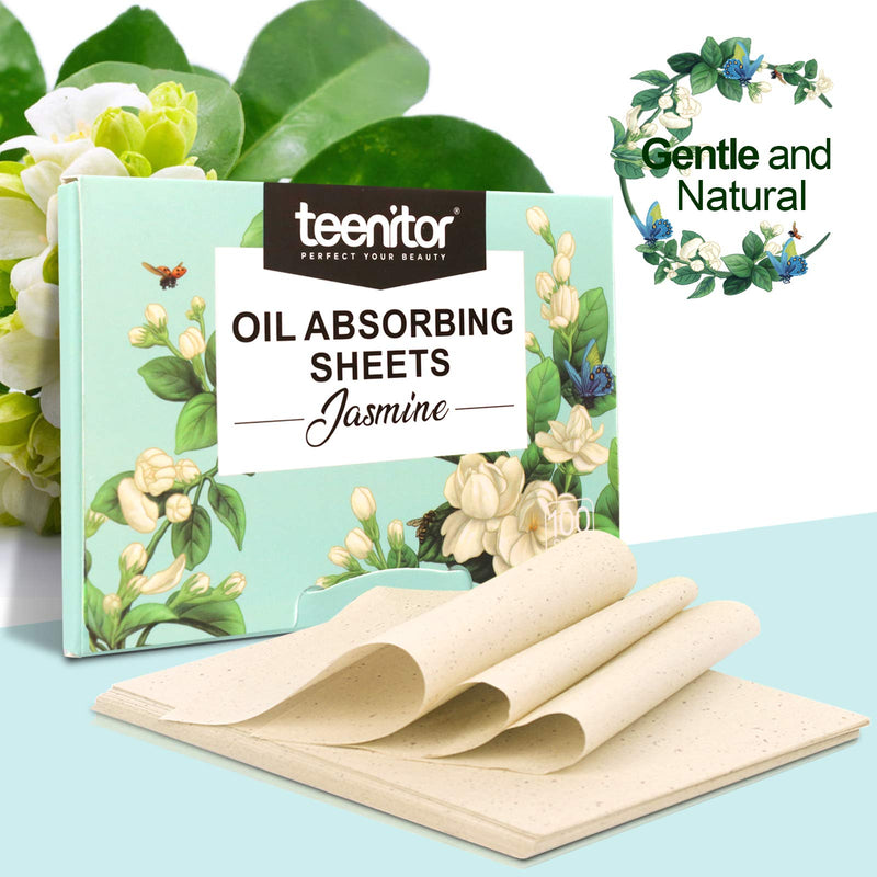 Teenitor 1000 Counts Oil Absorbing Sheets, Oil Blotting Paper, Oil Absorbing Tissues, Face Facial Natural Oil Control Film Blotting for Oily Skin Care Men Women-Jasmine 10 - BeesActive Australia