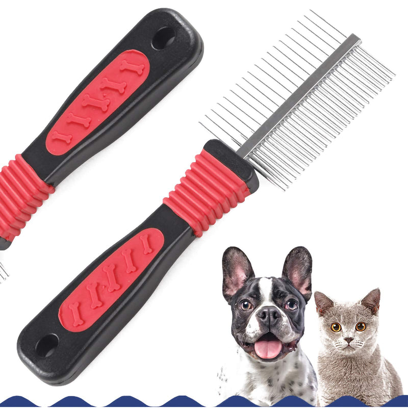 Metal Dog Combs for Grooming Shedding Dematting Stainless Wide Tooth for Long and Short Hair Deshedding Tools Greyhound Siberian Husky Gifts Hair Brush Small and Large Dogs Cats Undercoat Supplies - BeesActive Australia