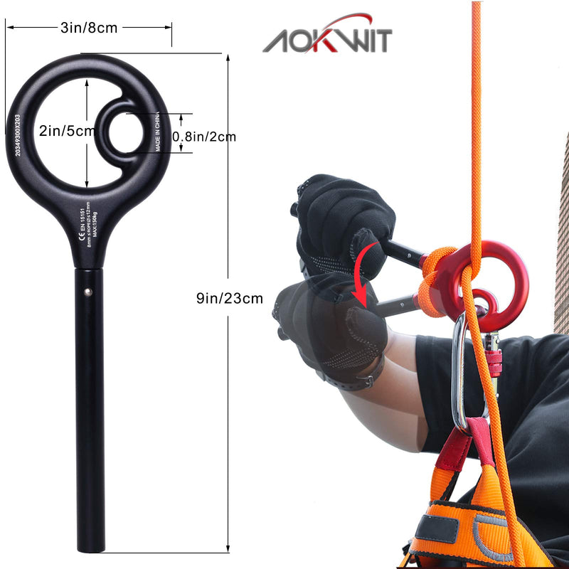 AOKWIT 9 Rescue Figure, Upgrade 8 Descender Climbing Gear Downhill Equipment Easy Operation Rigging Plate Aluminum Alloy Rigging Plate for Rock Climbing Belaying and Rappeling Device Black - BeesActive Australia