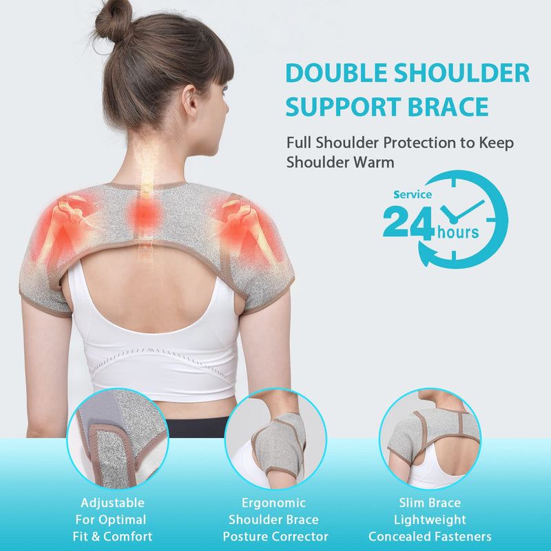 KD Shoulder Support Brace: Double Shoulder Braces for Women/Men Relief Tendonitis, Arthritis, Shoulder Pain, Upgraded Graphene Warm Rotator Cuff Support Brace - Adjustable Arm Holes (Small) Small - BeesActive Australia