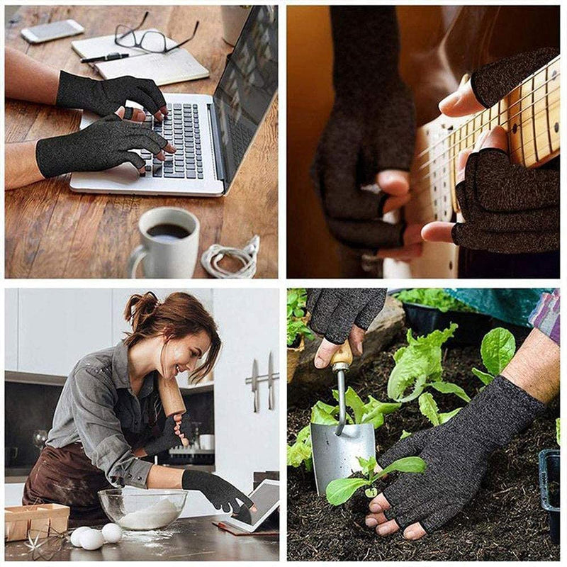 1 Pair Arthritis Compression Gloves for Women Fingerless Relieve Arthritis Symptoms Raynauds Disease Carpal Tunnel (Grey, S) Grey S (Pack of 2) - BeesActive Australia