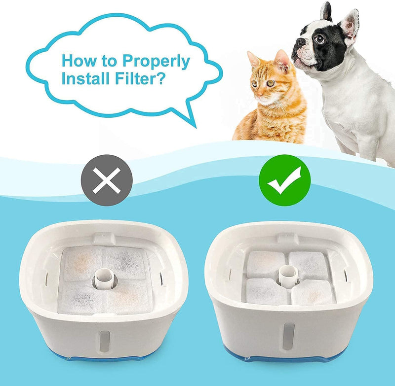 VinDox Pet Fountain Replacement Filters-Cat Fountain Carbon Filters for Venken Cat Water Fountain Cotton Square-16 Pack Filters - BeesActive Australia