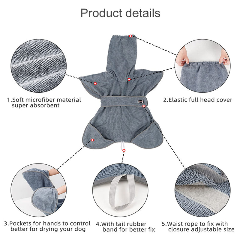 ZRREMRE Large Dog Towel Dog Drying Coat Super Absorbent Microfiber Bathrobe for Dogs, Quick Dry Bath Grooming Treatment, Soft and Comfortable Protects Dog Hair Suitable for Medium Large Dogs Towel XL - BeesActive Australia