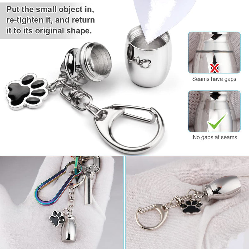 ChunlongFour Waterproof Pet Urns Keychain for Dogs Ashes, Cat Dog Urn for Dogs Cats Ashes Keepsake Memorial Cremation Jewelry Pend Silver 1 pcs - BeesActive Australia