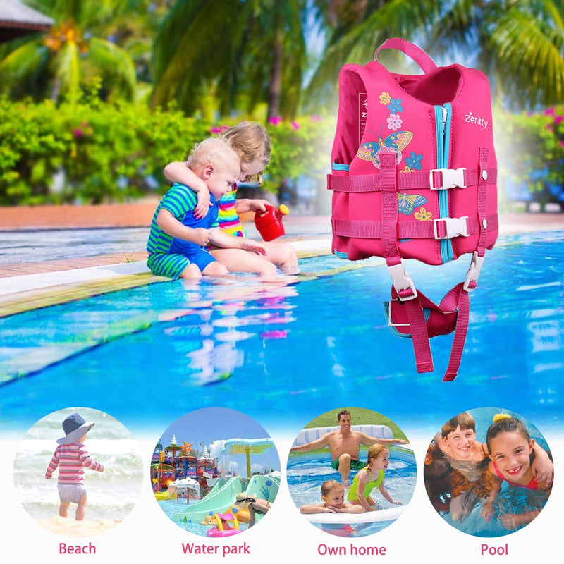 Zeraty Kids Swim Vest Life Jacket Toddler Float Jacket Boys Girls Floation Buoyancy Swimsuit with Adjustable Safety Strap, Suitable for 1-9 Year/22-50Lbs/Pink M(Age Recommend 4-6 Years) Pink - BeesActive Australia