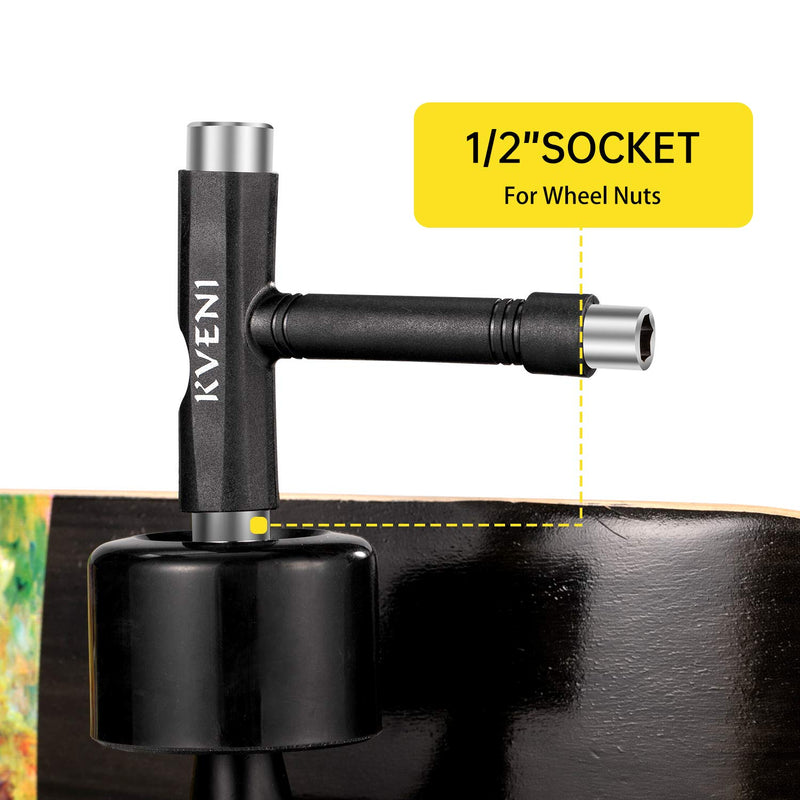 Skate Tool All-in-One, Multi-Function Portable Skateboard T Tools Accessory - with T-Type Allen Key and L-Type Phillips Head Wrench Screwdriver Black - BeesActive Australia