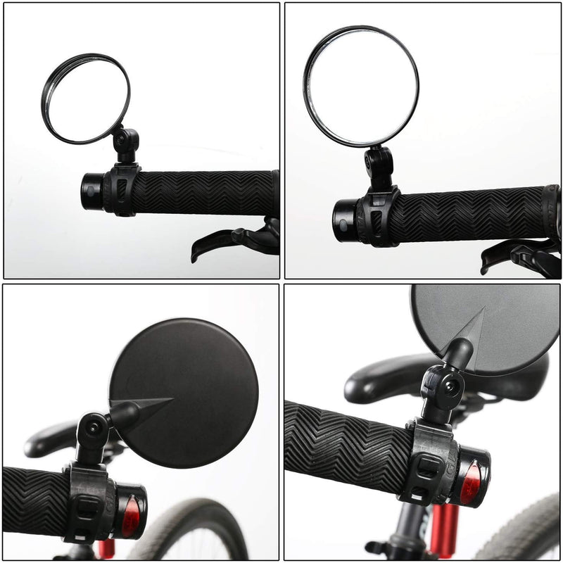TAGVO Bike Mirror, Bicycle Cycling Rear View Safe Mirrors, Adjustable Rotatable Handlebars Mounted Plastic Convex Mirror for Mountain Road Bikes 2 PACK BLACK - BeesActive Australia