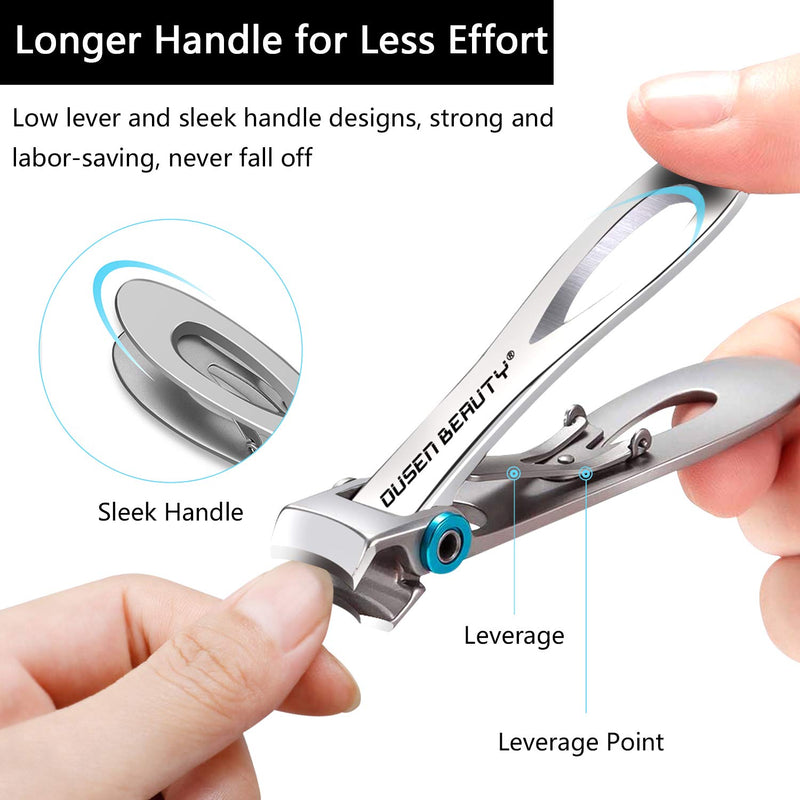 Nail Clippers for Thick Nails, Extra Wide Jaw Opening Nail Cutter for Hard Toenail, Stainless Steel Fingernail Big Toenail Trimmer with Nail File 3 Pcs Set for Large Toenail Seniors & Men & Women Silver - BeesActive Australia