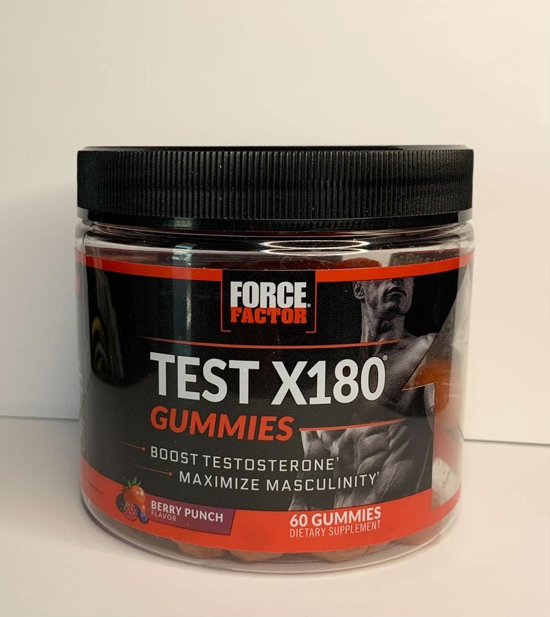 Force Factor Test X180 Gummies Testosterone Booster for Men with Tongkat Ali, Horny Goat Weed, Tribulus Terrestris, Fenugreek, & Black Maca, Supplement Men, Berry Punch, 60 Gummies, 1-Pack 60 Count (Pack of 1) - BeesActive Australia