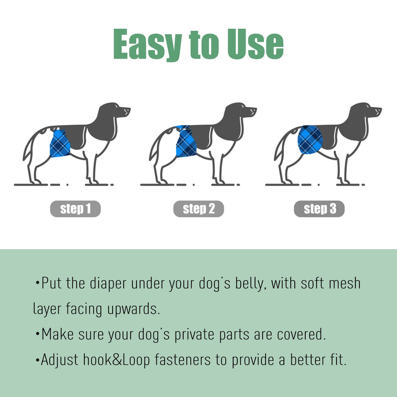 wegreeco Washable Male Dog Belly Band (Stylish Pattern) - Pack of 3 - Washable Male Dog Belly Wrap, Dog Diapers Male Medium (15" to 17") Blue, Green, Red Plaid - BeesActive Australia