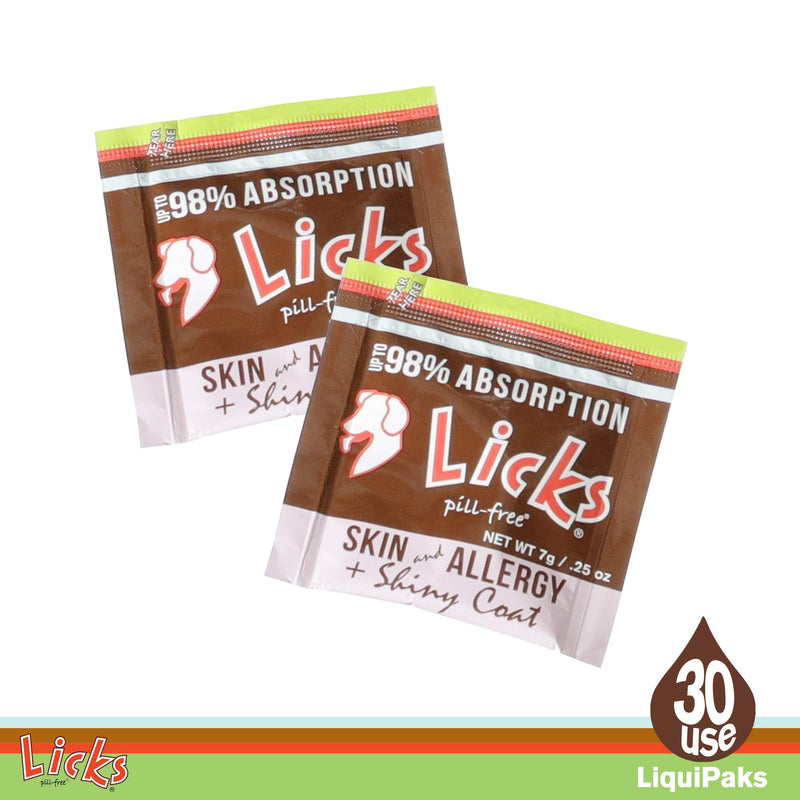 Licks - Skin & Allergy for Dogs - LiquiPaks - 30 Use - BeesActive Australia
