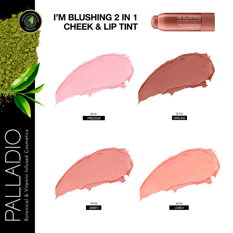 Palladio I'm Blushing 2-in-1 Cheek and Lip Tint, Buildable Lightweight Cream Blush, Sheer Multi Stick Hydrating formula, All day wear, Easy Application, Shimmery, Blends Perfectly onto Skin, Dainty - BeesActive Australia