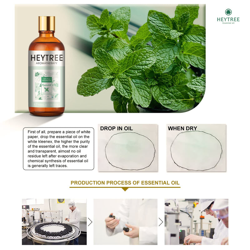 HEYTREE Peppermint Essential Oil 100ml- 100% Pure Natural Essential Oils Strong,Fresh Minty Scent Increases Clarity - Perfect for Aromatherapy,Diffuser, Clear Breathing-Strong Peppermint Oil 100 ml (Pack of 1) - BeesActive Australia