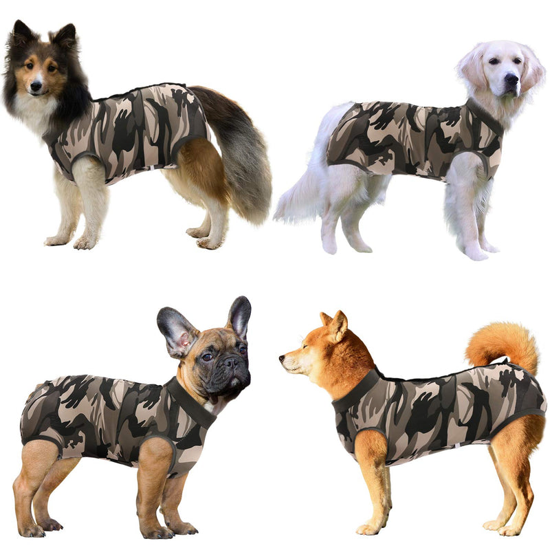 SAWMONG Dog Recovery Suit, Dog Surgical Suit for Abdominal Wounds, Dog After Surgery Recovery Snugly Suit, Dog Onesie for Male Female, Prevent Licking Dog Bodysuit, Substitute Dog E-Collar & Cone Medium Camouflage - BeesActive Australia