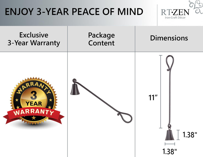 RTZEN Bell Candle Snuffer - Handcrafted Decorative Rustic Wrought Iron Candle Extinguisher Candlesnuffer with Long Handle - Unique Black Matte Farmhouse Decor Candle Accessories Gift Country Rustic - BeesActive Australia