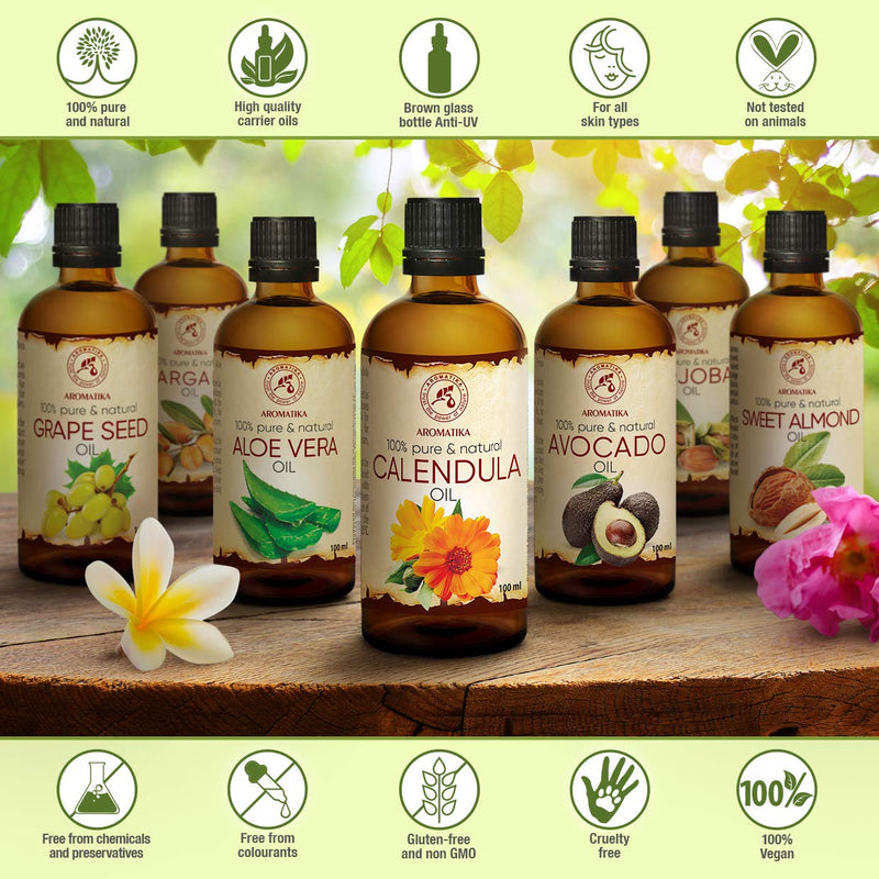 Calendula Oil 6.8 oz - Calendula Officinalis - Infused - Almond Oil Base - 100% Pure & Natural - Marigold Oil - Benefits for Skin, Nails, Hair, Face, Body - BeesActive Australia