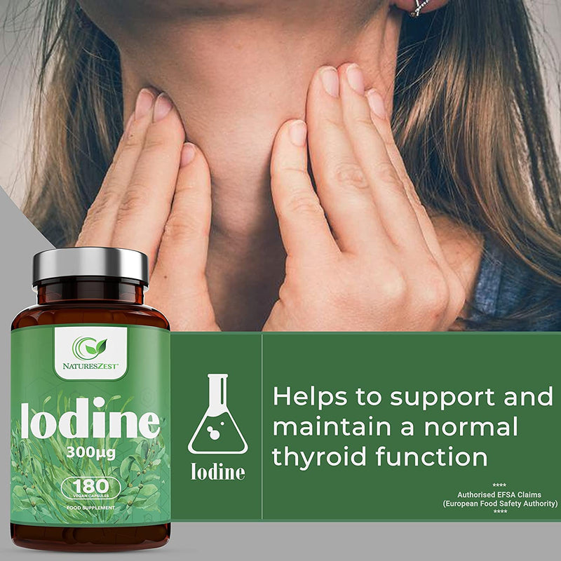 High Strength Iodine Capsules - 180 Capsules, 6 Month Supply � Thyroid Support Supplement, 300?g Iodine per Cap � Thyroid Formula, for a Normal Thyroid Function � Potassium Iodide � Packaging May Vary - BeesActive Australia