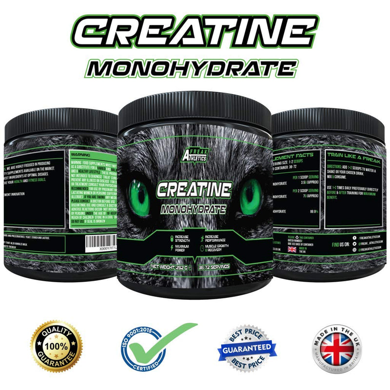 Creatine Monohydrate Powder 252g - Premium Grade Creatine Monohydrate - UK Made - Unflavoured Creatine Powder Scoop Included - BeesActive Australia