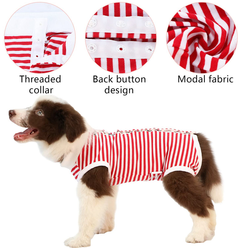 ZIMAOSHAN Recovery Suit for Dogs After Surgery,E-Collar & Cone Alternative，Prevent Licking Dog Bodysuit，Anti-Biting Lick Wound,Surgical Onesies for Female Male,Shedding Suit for Dogs XX-Large Red stripe-short - BeesActive Australia