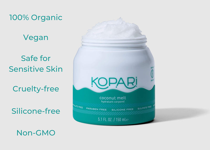 Kopari Organic Coconut Melt | Multi Purpose Skin Moisturizer, 100% Unrefined Organic Coconut Oil Skin Care For Body, Hair, Nails, Face | Non GMO, Vegan, Cruelty Free, Paraben Free & Sulfate Free | 5 Oz Original - BeesActive Australia