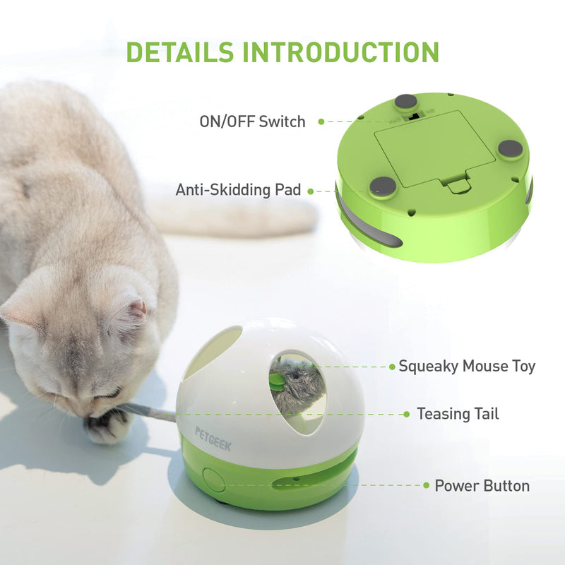 PETGEEK Interactive Cat Toy, Hide Mouse Cat Toy with Squeaky Mouse, Electronic Automatic Cat Toys with Catnip Filled Hidey Mouse, Cat Toys Interactive for Indoor Cats Exercise & Game green - BeesActive Australia
