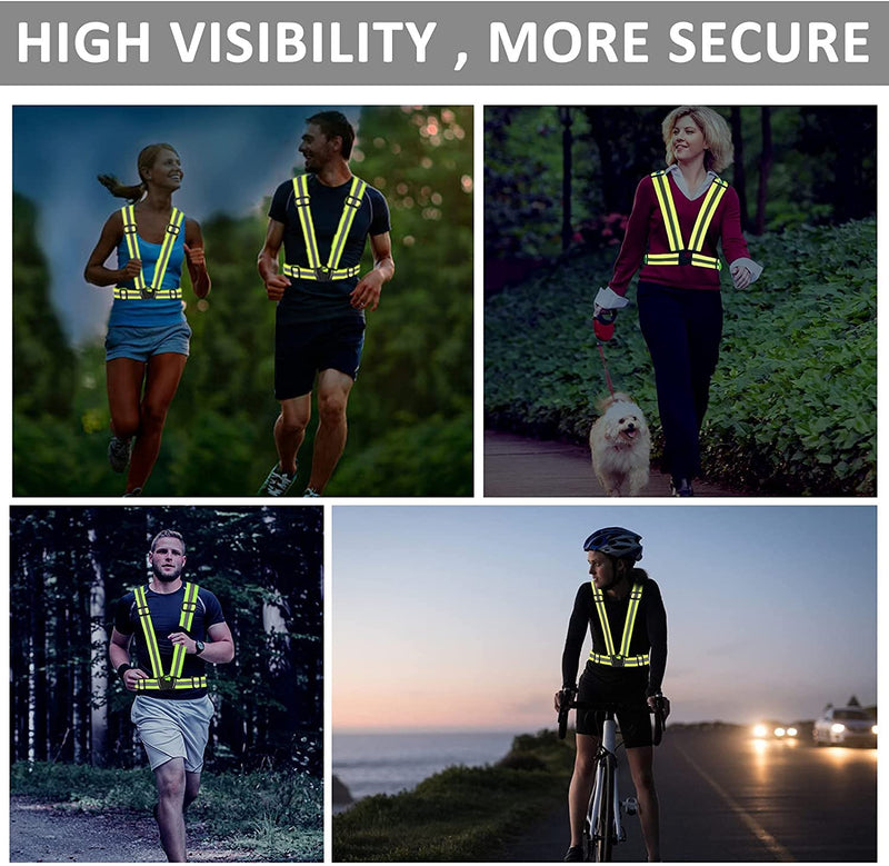 Famnosta Running Reflective Vest Gear 3 Pack, Adjustable Safety Vest High Visible Reflective Belt Straps Night Walking Vest Green,Blue,Grass Green - BeesActive Australia