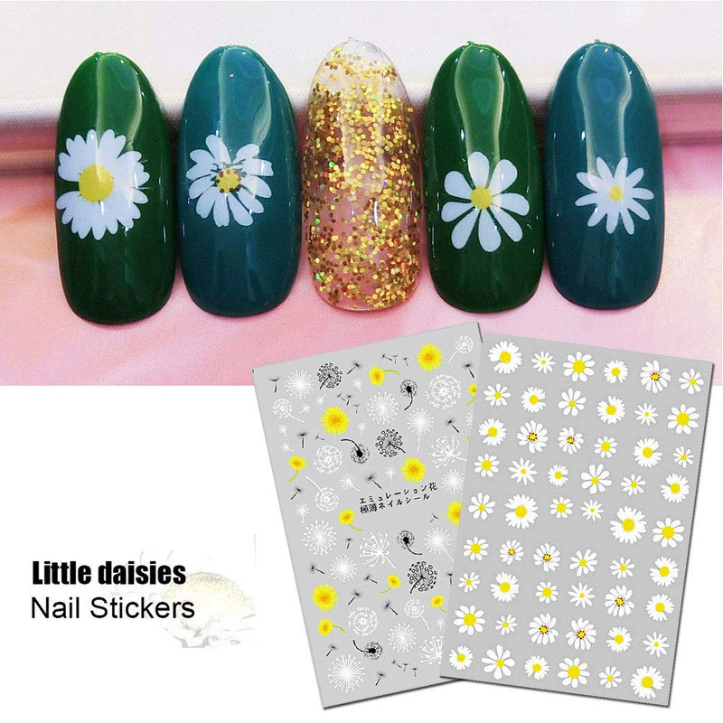 Flowers Nail Art Stickers Decals Nail Supplies 12 Sheets Sunflower Daisy Nail Sticker for Design Decoration Sunflower 3D Self-Adhesive Decals for Nail Manicure Design - BeesActive Australia