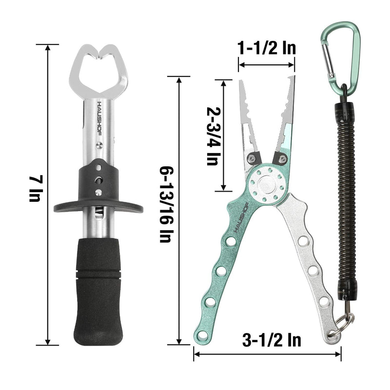 HAUSHOF Aluminum Fishing Pliers and Fish Lip Gripper, Stainless Steel Multi-Function Fishing Pliers Hook Remover with Tungsten Carbide Cutters, Coiled Lanyard and Sheath - BeesActive Australia