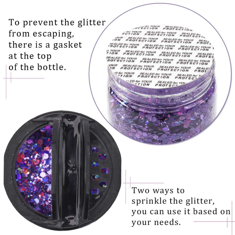 ELABEST Holoqraphic Craft Glitter Bling Sequins 3.5ounce Sparkly Paillette for Crafts, Body Art, Make up, Decoration, Handmade Accessories (Purple) Purple - BeesActive Australia