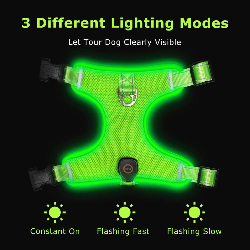 Tripolaco Light Up Dog Harness, High Visibility Led Dog Harness for Night Safety, USB Rechargeable Flashing Dog Harness for Night Walking, Glowing Dog Vest Harness for Small Medium Large Dogs Style-1 L - BeesActive Australia