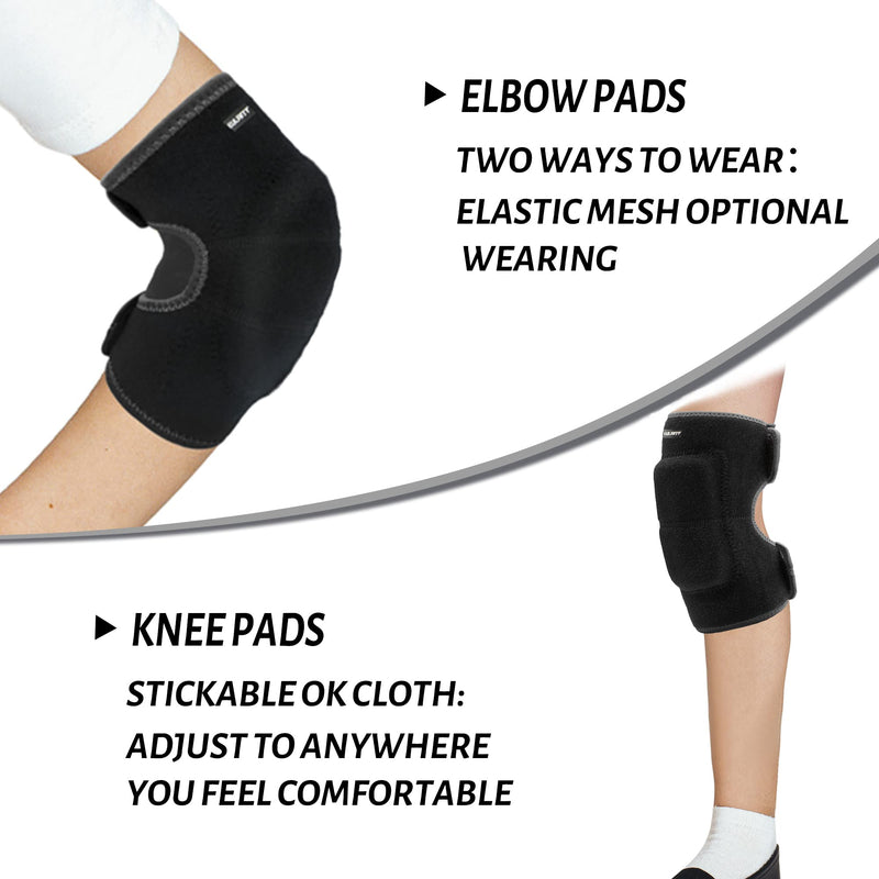 ONTYZZ Kids Soft Knee Pads and Thickened SBR Elbow Pads Adjustable Knee and Elbow Pads Protective Gear Set for Cycling Dancing Volleyball Skateboarding Soccer Hockey Black Elbow/S+knee/M - BeesActive Australia