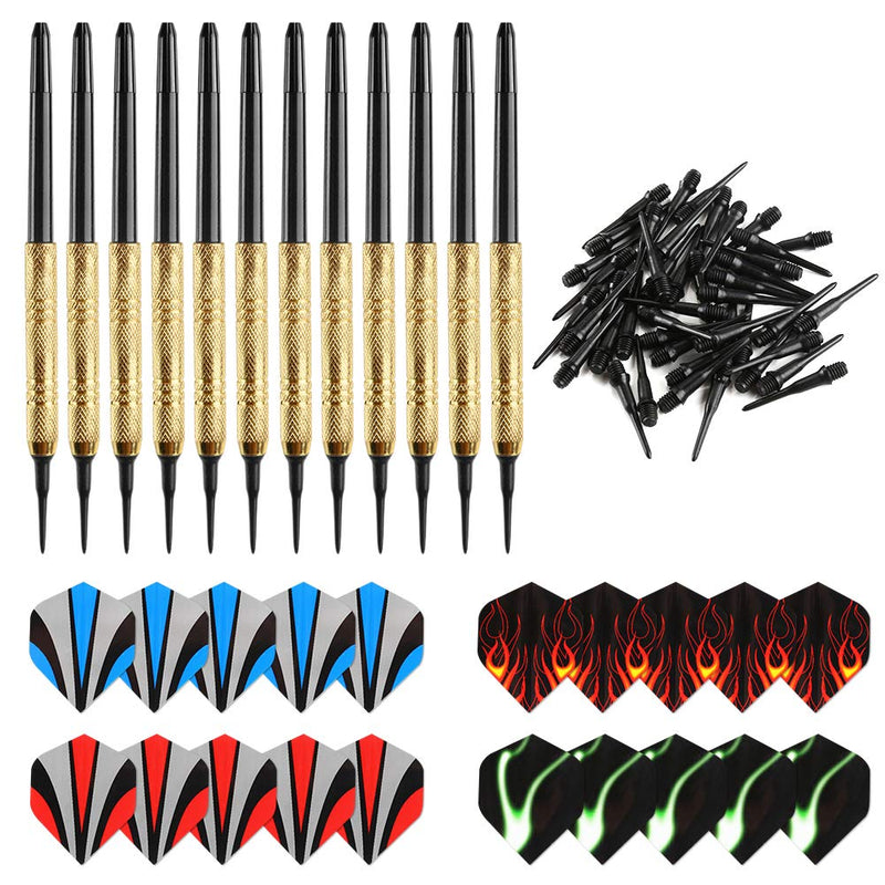 [AUSTRALIA] - Accmor 12 Pcs Soft Tip Darts, 14g Plastic Tipped Dart, Attach Extra 36 Black 2BA Replacement Tips, Soft Tip Darts for Electronic/Plastic Dartboard. 