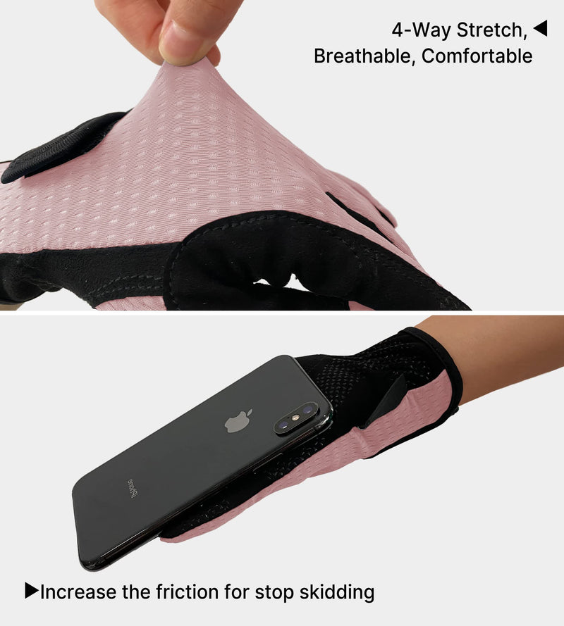 ChinFun Women's Horse Riding Gloves Stretchable Equestrian Gloves Breathable Horseback Lady Youth Girls Outdoor Cycling Light Pink Small - BeesActive Australia