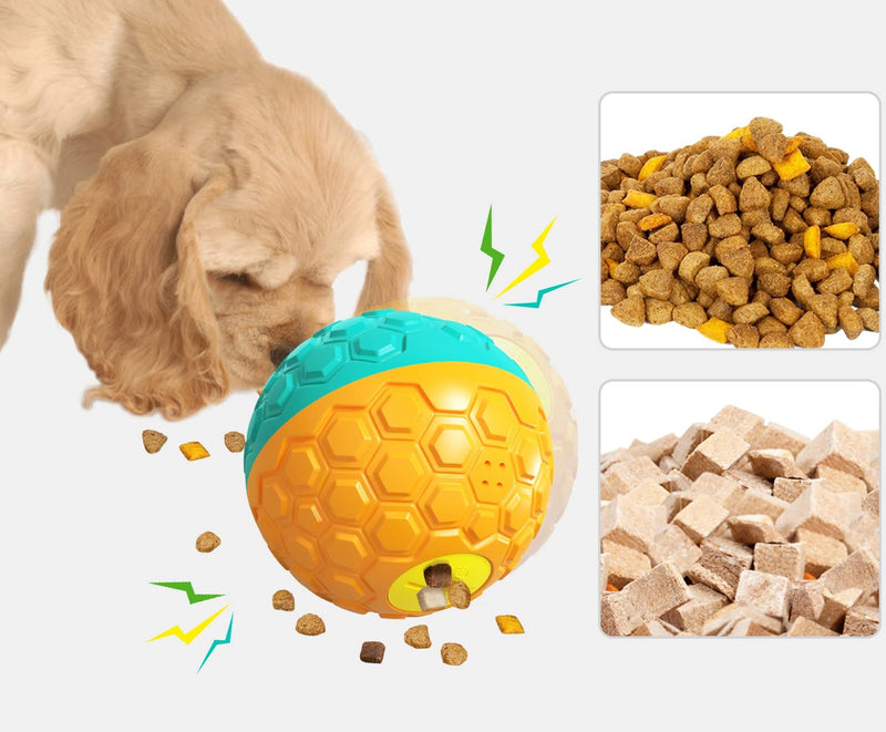 Interactive Food Toy for Dog and Cats, Pet Food Dispensor Tumbler Dog Treat Toy, Dog Slow Feeder Treat Dispensing Puzzle Toys for Small Dogs /Cats,Robot Shape Dog Toys Yellow Ball for large dog - BeesActive Australia