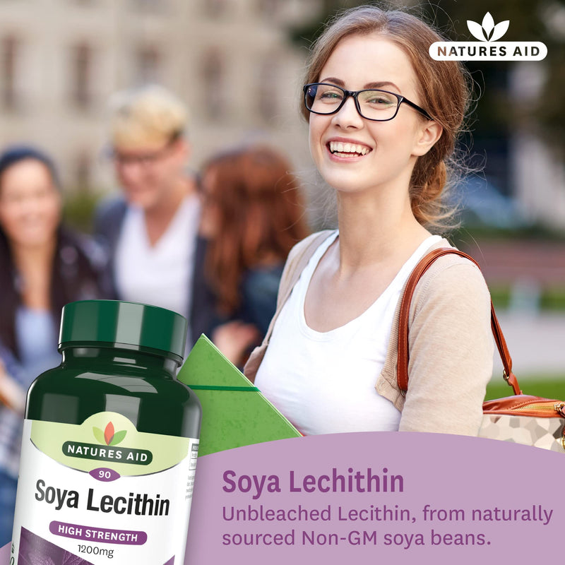 Natures Aid Lecithin, 1200 mg, 90 Softgels (Produced from Naturally Sourced, Non-GM Soya Beans, Source of Phospholipids, Made in the UK) - BeesActive Australia