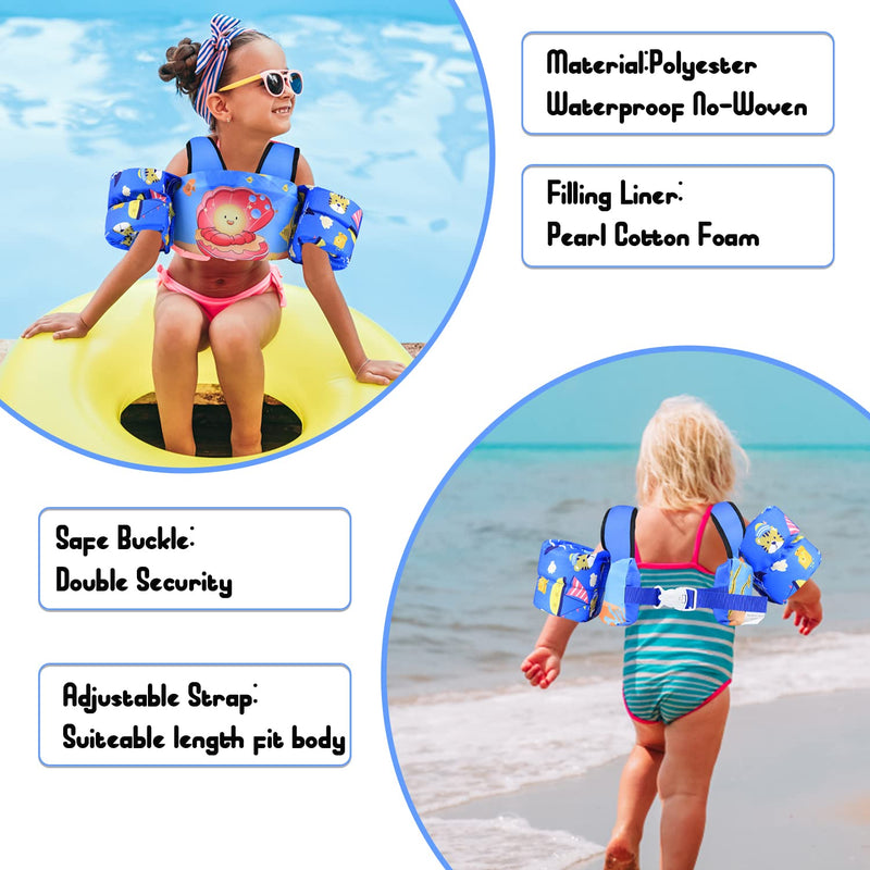 TOAUXUNG Adjustable Kids Swim Vest for Baby Swimming Training,Infant Baby Vest Swim Aid for 22-66 Pounds Boy and Girl Updated-Smile Shell - BeesActive Australia