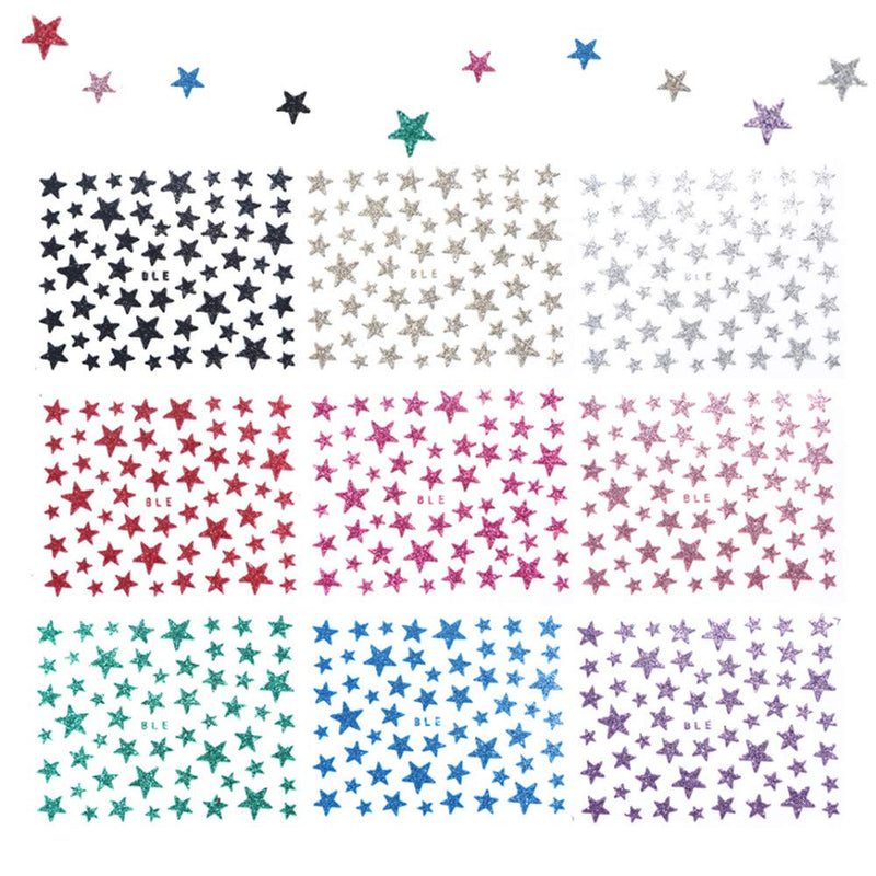 Star Nail Art Sticker Decals Nail Art Supplies 10 Sheets 3D Self-Adhesive Nail Stickers Gold Black Stars Stickers For Nails Glitter Shiny DIY Decoration Decal Colorful Nail Art Decor Manicure Tips - BeesActive Australia