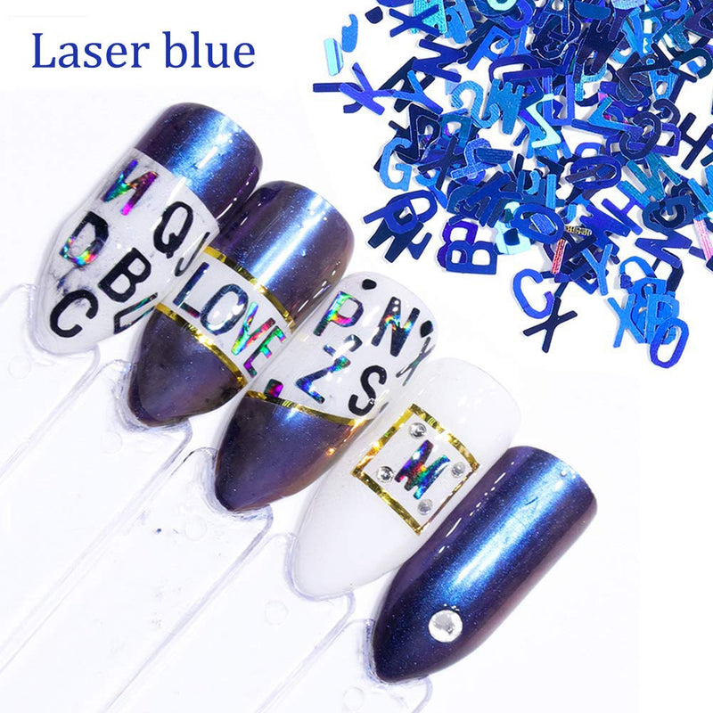 Letter Nail Art Glitter Sequins - 3D Holographic Laser English Alphabet Nail Sequins - 12Colors Nail Decal Letters - Colorful Nail Paillettes Flakes for Acrylic Nail Art Decoration Nail Art Designs - BeesActive Australia