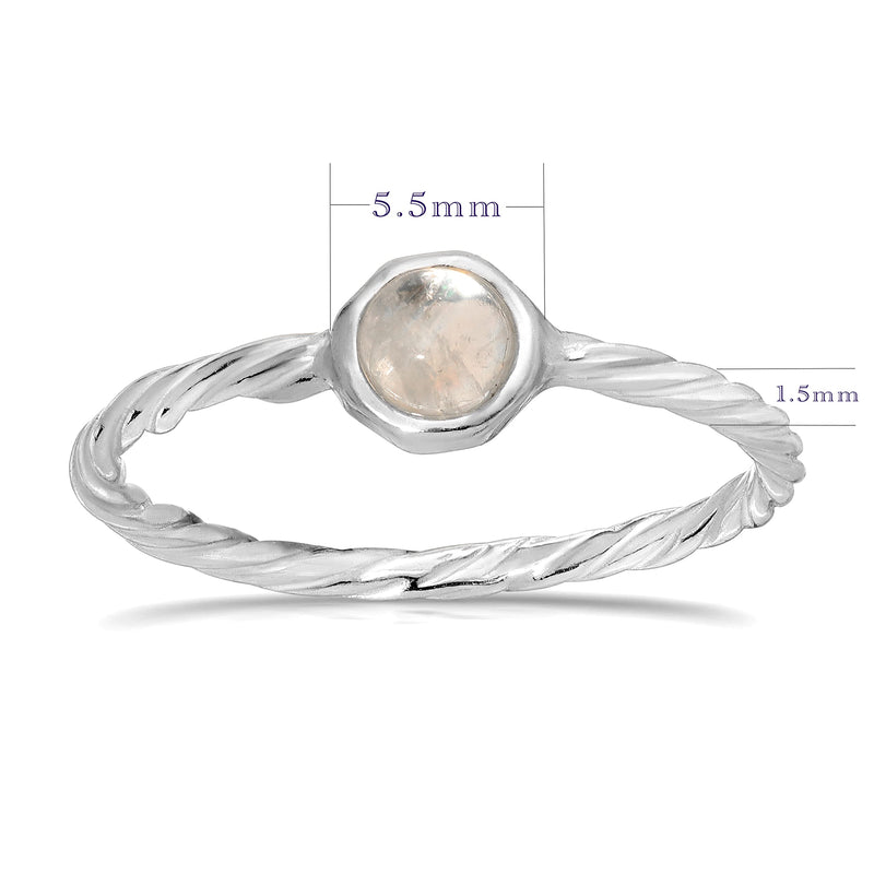 MINDDHA 925 Sterling Silver Rings with Moonstone- Twisted Eternity Band Hammered Ring - Made in Israel, Band 1.5mm Size 6-10 9 - BeesActive Australia