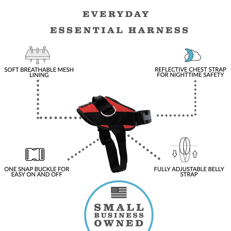 SHAWNCO, Essential Dog Harness, No-Pull Pet Vest with 3 Side Rings, No Choke, Reflective, Adjustable and Padded Pet Harness for Easy Walking and Training Mustang Red S - BeesActive Australia