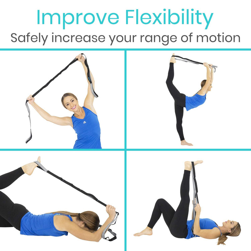 Vive Stretch Strap - Leg Stretch Band to Improve Flexibility - Stretching Out Yoga Strap - Exercise and Physical Therapy Belt for Rehab, Pilates, Dance and Gymnastics with Workout Guide Book - BeesActive Australia