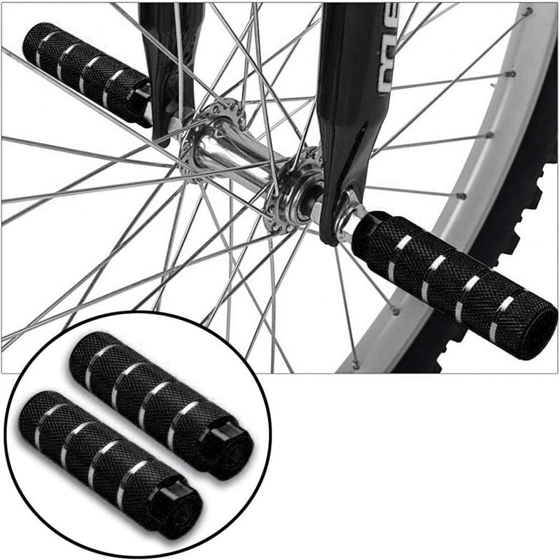 heyous 1 Pair Aluminum Alloy Nonslip Bike Pegs for Mountain Bike Cycling Rear Stunt Pegs Fit 3/8 inch Axles Bicycle Socle Pedal Bike Accessories, Black - BeesActive Australia