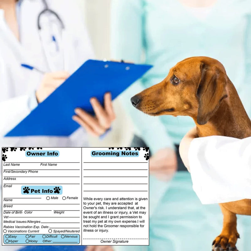 Dog Grooming Cards Groomer Information Check-in Cards for Pet Dog and Cat 4 x 6 Inch Groomer Client Profile Service Record Clip Card for Professional Pet and Cat Groomers, Kennel Care 50 Pack - BeesActive Australia