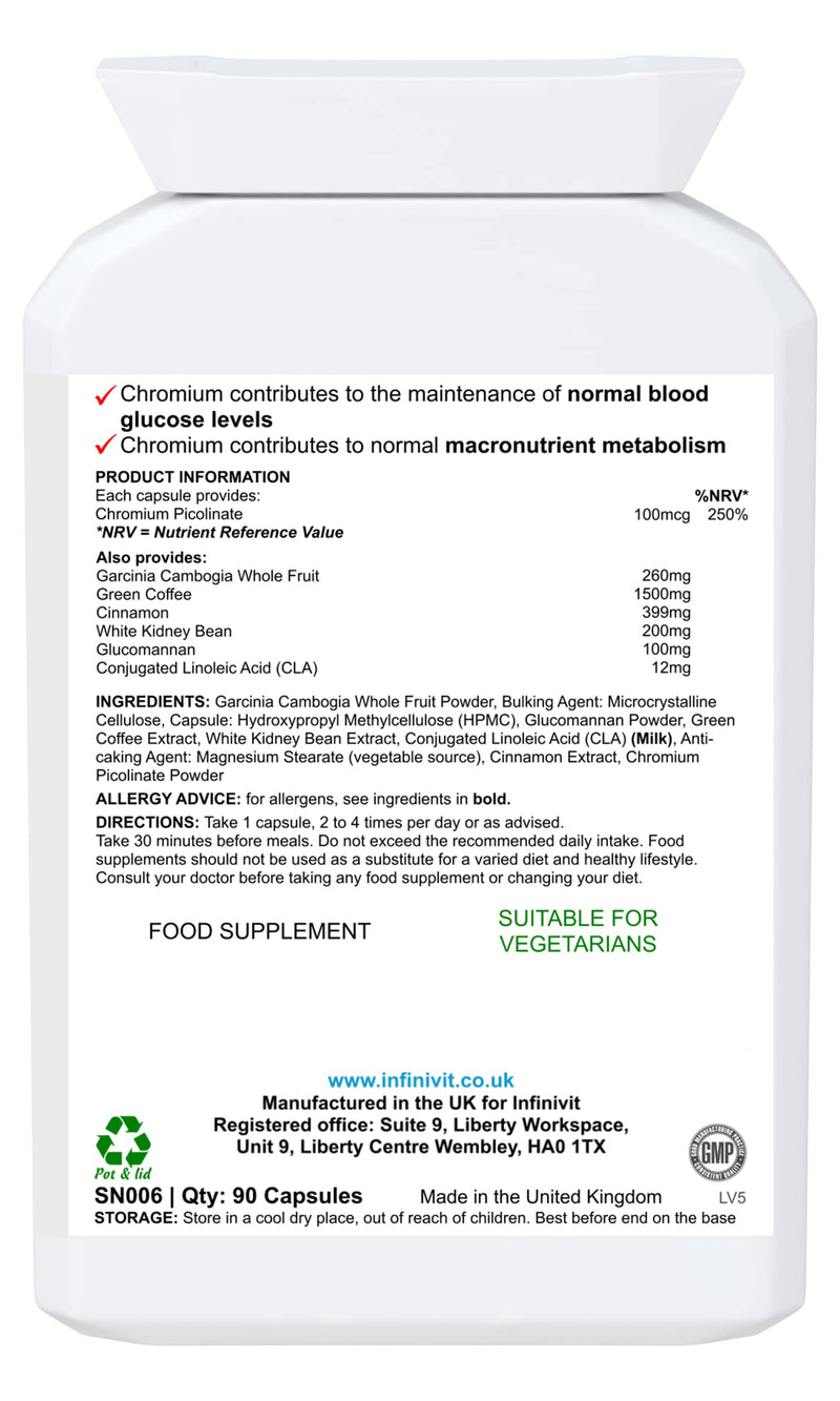 Garcinia Cambogia Plus with Conjugated Linoleic Acid, Chromium, Green Coffee Extract, Glucomannan,Kidney Bean and Cinnamon - 90 Capsule - BeesActive Australia