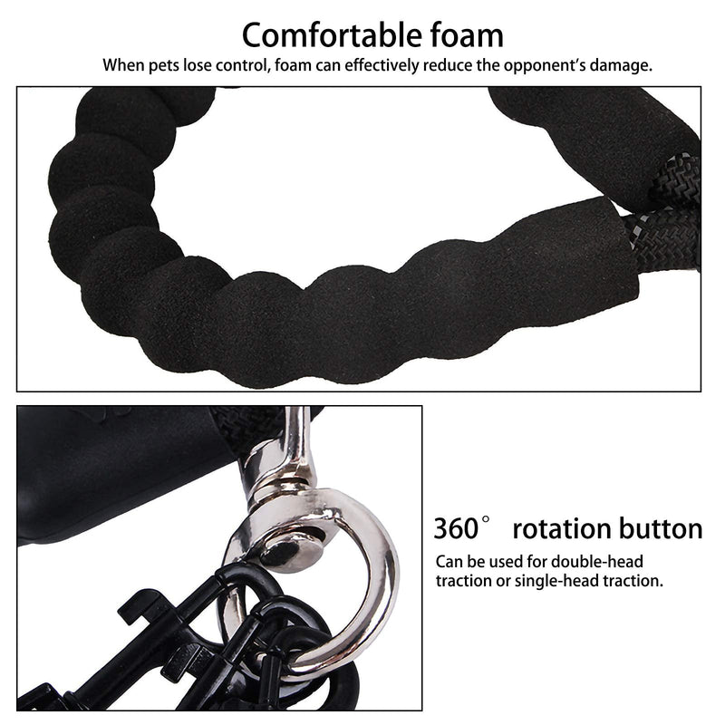 Greeney Dog Leash,No Tangle Multiple Dog Rope Leash Nylon Pet Straps for Dog Outdoor Walking 4 Way Black - BeesActive Australia