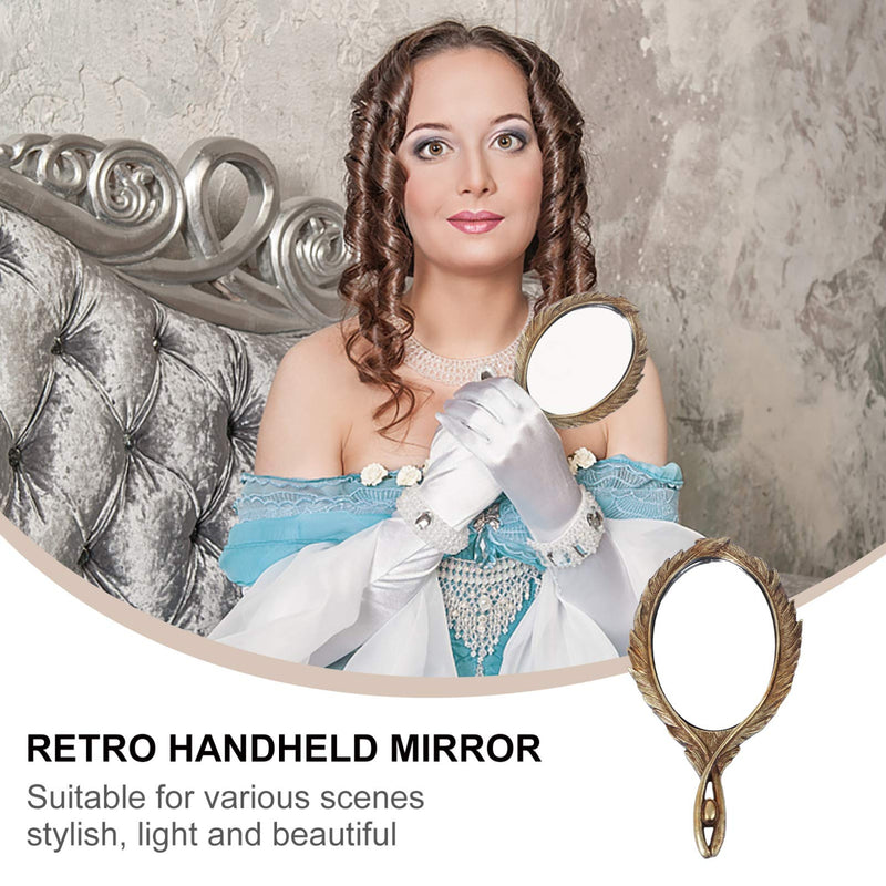 FRCOLOR Vintage Hand Mirror Baroque Antique Decorative Handheld Mirror Portable Vanity Personal Cosmetic Mirror for Women Girls - BeesActive Australia